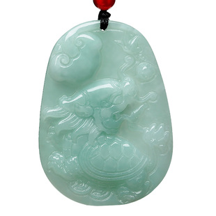 翡翠龙龟玉吊坠龟鹤延年玉龙头灵芝如意仙鹤佩项链送长辈长寿挂件