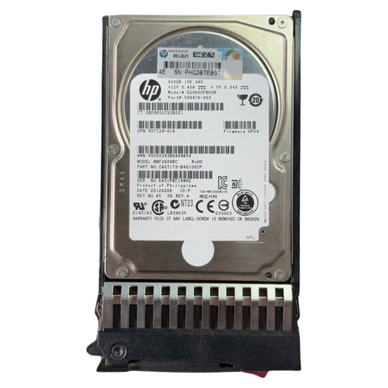 惠普HP 581311-001 600GB 10k SAS 2.5寸服务器硬盘 原装拆机