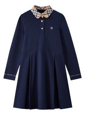 elandkids女童翻领长袖连衣裙