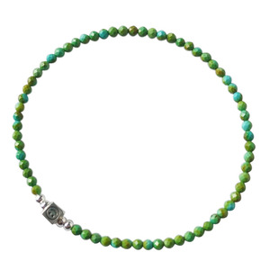 夏晚 原创小清新设计小众可爱笑脸银绿松石串珠编织手绳手链女细