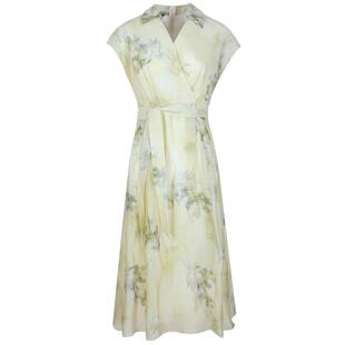 【商场同款】BBLLUUEE/粉蓝衣橱早秋诗艺印花盖袖衬衫式V领连衣裙