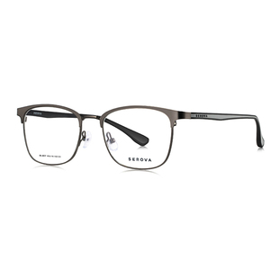 SEROVA施洛华近视眼镜男眉线框半框眉毛架商务框防蓝光配镜SL907