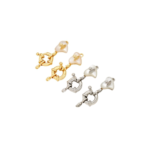 18K包金保色西太后镶白贝母爱心水手盘收尾连接扣diy手链项链配件