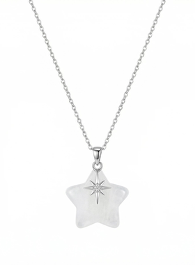 Nicole「双星」原创纯银星星项链小众高级有质感锁骨链白水晶吊坠