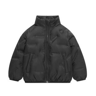 罗蒙童装羽绒服儿童短款初冬外套2024新款男童冬装黑色面包服加厚