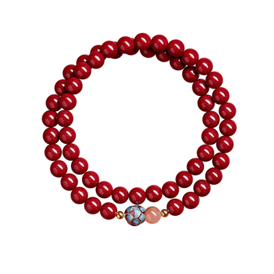 【好运莲莲】朱砂双圈手串本命年