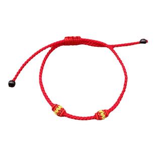 可串穿黄金转运珠本命年编织diy半成品男女士手链脚链黑 红色手绳