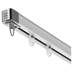 窗帘轨道可伸缩铝合金静音滑轨挂钩滑轮飘窗顶装杆子滑道窗帘杆