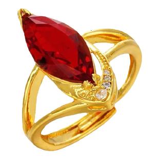 戒指沙金女久不掉色活口小众设计宝石指环仿真假黄金首饰镀金饰品