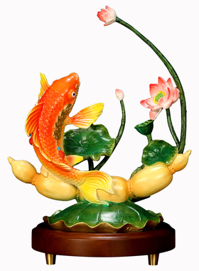 吉善缘《年年有余》黄铜鱼摆件 家居中式客厅公司乔迁礼物A0053