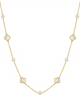 《云霭》纯银珍珠贝母满天星项链