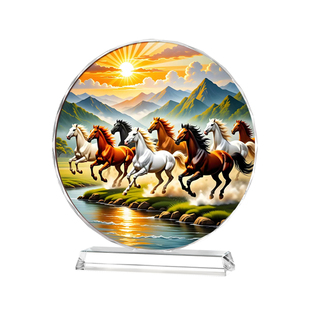 马到成功水晶摆件骏马招财客厅酒柜装饰品办公室摆台开业乔迁礼物