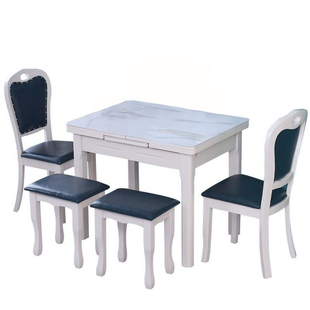 岩板伸缩餐桌小户型折叠餐桌椅组合现代简约多功能实木长方形桌子