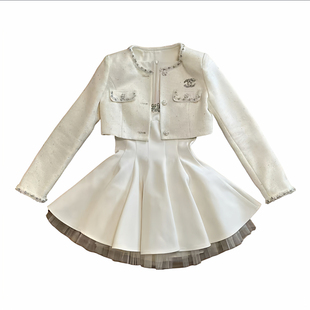 越韩小鱼Musefish 许我耀眼 亮片小香风千金气质无袖连衣裙套装女