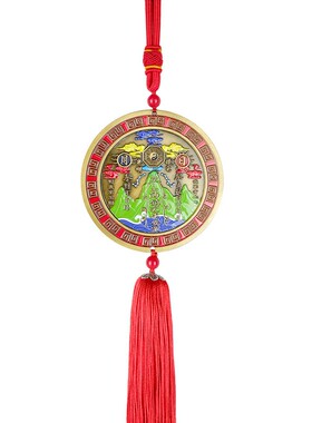 纯黄铜山海镇加厚实心八卦挂件