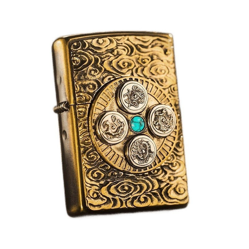 zippo打火机黄铜时来运转四象