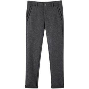 冬季保暖男裤 修身款男士羊毛呢休闲裤 合体小直脚厚款毛呢长裤子