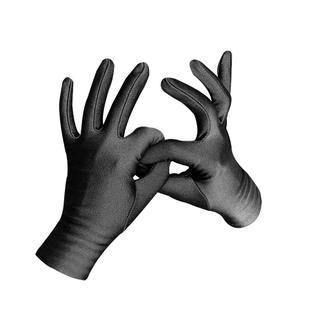 珠宝导购高弹力纯色氨纶分指礼仪手套男女黑白灰色冬舞台薄夏防晒