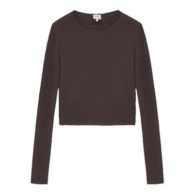 SOTHEA 早秋时髦质感内搭针织醋酸显瘦高腰打底修身长袖T恤TEE女