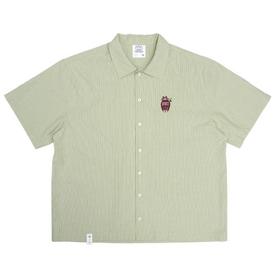 UHUZZ25SS保龄球猫条纹短袖衬衫