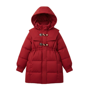 【90白鸭绒】ask新年拜年服女童加厚羽绒服2025冬儿童中长款外套