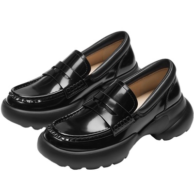 73hours黑色英伦风厚底乐福鞋