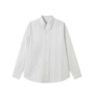 WHIMNOTION 26SS 天丝混纺条纹肌理长袖衬衫极简百搭高级感上衣