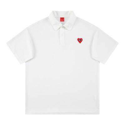查尔斯桃心 2025年夏季基础爱心刺绣翻领休闲Polo衫男短袖t恤半袖