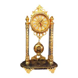 加的芙奢华水晶设计欧式座钟客厅纯铜玉石金色台钟玄关电视柜装饰