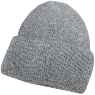 Deepsea深海毛绒绒兔毛帽子女冬针织毛线帽显脸小韩版护耳冷帽