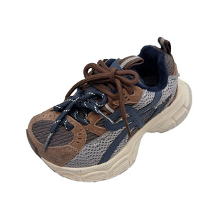 不累脚█厚网面老爹二棉鞋加绒加厚运动儿童男童女童厚底跑步冬季