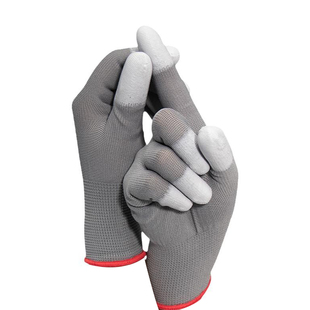 尼龙手套pu涂指涂掌加厚耐用女士干活专用工厂电子厂轻薄防静电