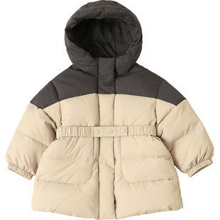 康衣儿女童羽绒服中长款冬季新款拼色儿童羽绒服宝宝90绒童装