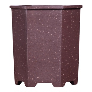 紫砂花盆朱永南仿古手工六方形盆景盆六角形铺砂邻水松柏悬崖盆景