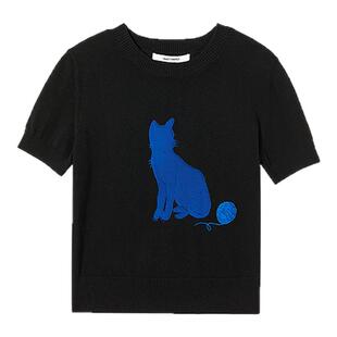 【拾月】王楚然同款朗姿25夏新款高级感上衣短袖莱赛尔毛针织衫