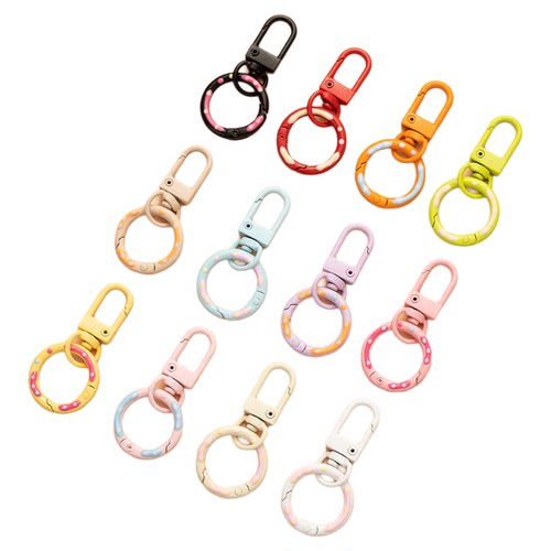 糖果色弹簧扣甜甜圈+门扣DIY材料钥匙扣环包包玩偶挂件创意小挂饰