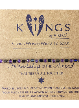 VIKIKO串珠天然紫水晶女生细小宝石手链爱情友谊永恒闺蜜女友礼物
