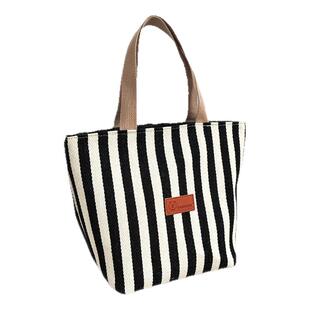 新款帆布包女上班手拎便当收纳妈咪布袋手提包外出百搭小拎包拉链