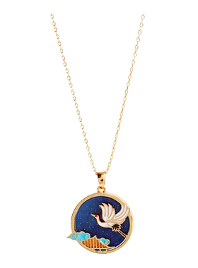 云中白鹤形状贝壳项链