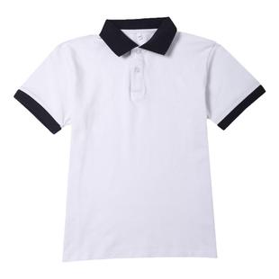 中学生校服短袖T恤夏季男女小学生白色上衣儿童polo衫初中生班服