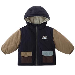男童棉服外套冬季加厚保暖外出棉衣宝宝连帽冬装夹棉上衣儿童棉袄