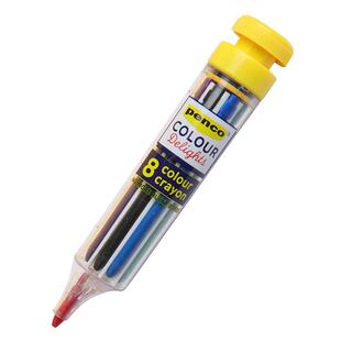 日本HIGHTIDE penco 旋转8色蜡笔儿童填色安全涂色涂鸦小学生幼儿园宝宝专用美术画画手绘彩色画笔便携不脏手