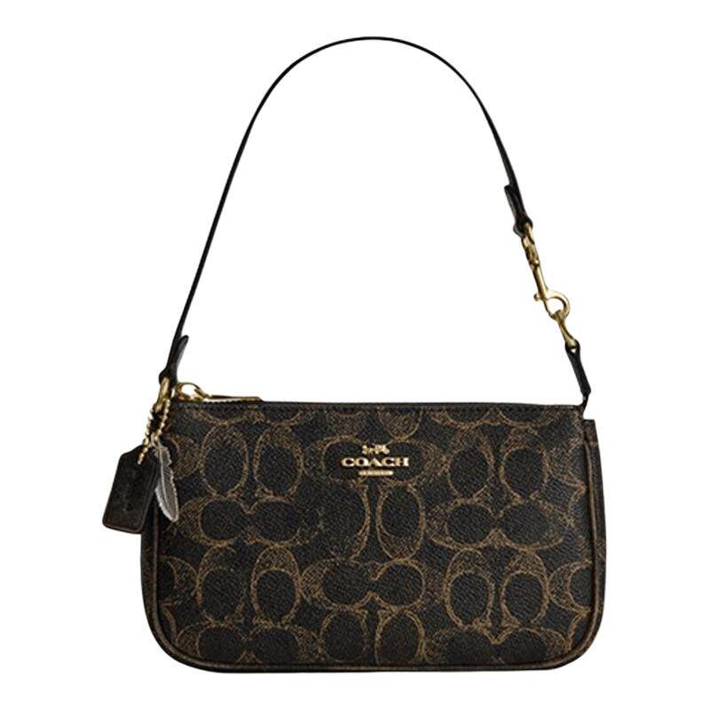 【自营】COACH/蔻驰Nolita 19 经典老花单肩手提包小号黑拼棕色