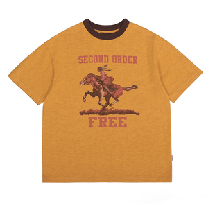 Secondorder SS23 Ringer T-Shirt印第安人独特马文化竹节棉Tee恤