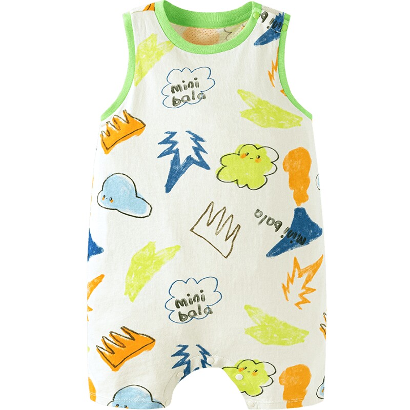 【速干凉感】迷你巴拉巴拉夏季男女童云柔抑菌连体衣宝宝透气爬服