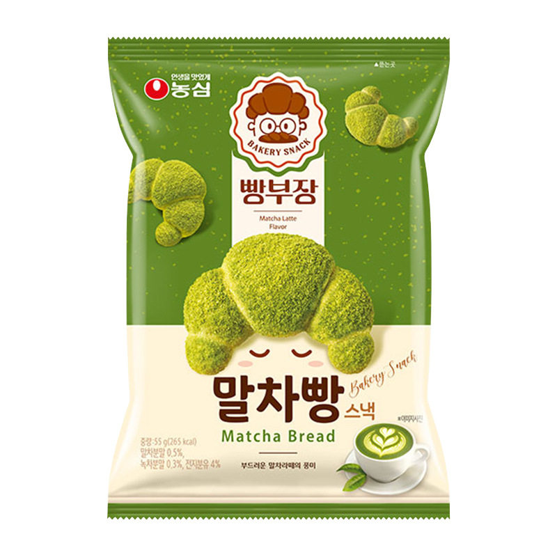 韩国进口NONG SHIM农心抹茶味面包形膨化牛角包脆休闲食品小零食