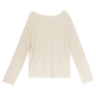 it'real瑞尔法式复古镂空设计感长袖T恤女圆领套头针织衫上衣