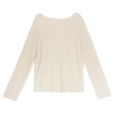 瑞尔法式复古镂空设计感长袖T恤