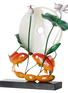 京茵彩铜年年有鱼家居寓意好摆件