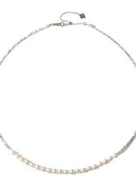 Dara/戴拉925纯银碎银子珍珠项链女5-6mm20颗锁骨链近圆强光颈链